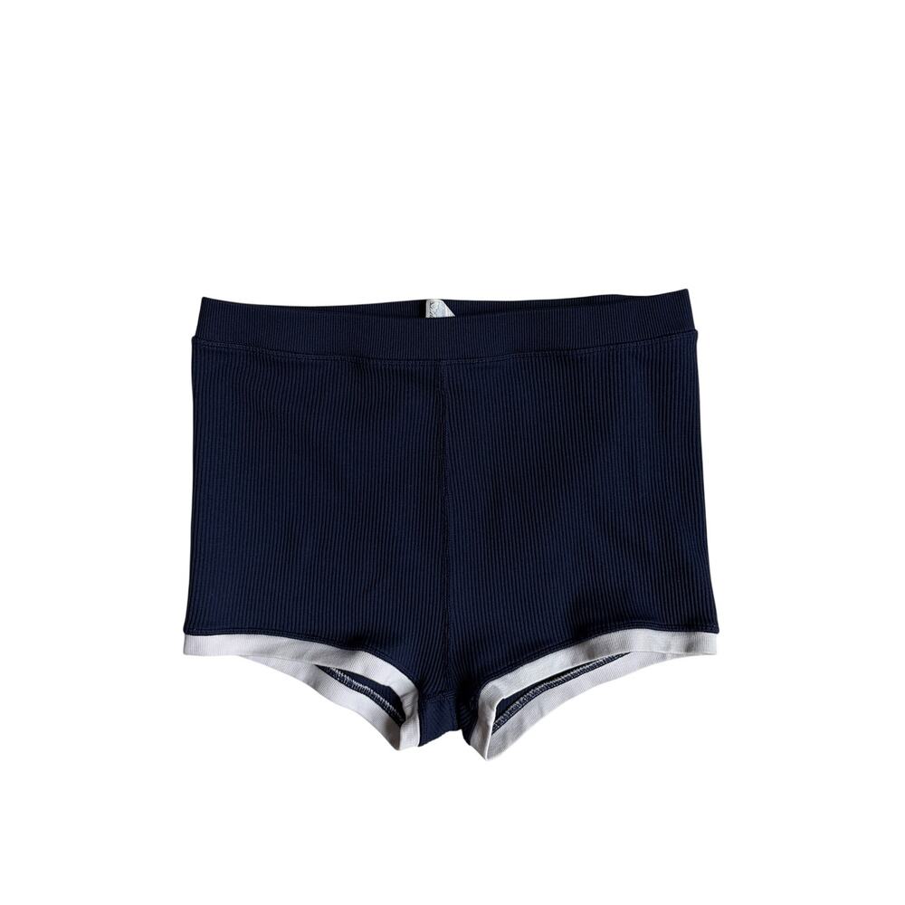 Aerie OFFLINE Super Shortie Ribbed Shorts (Navy with White Trim) - XL